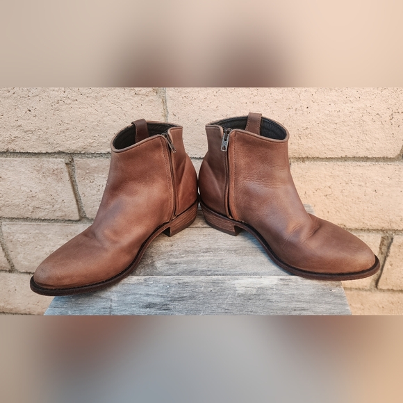 $289 Size 8 Overland ankle western brown leather zip boots - Picture 5 of 16